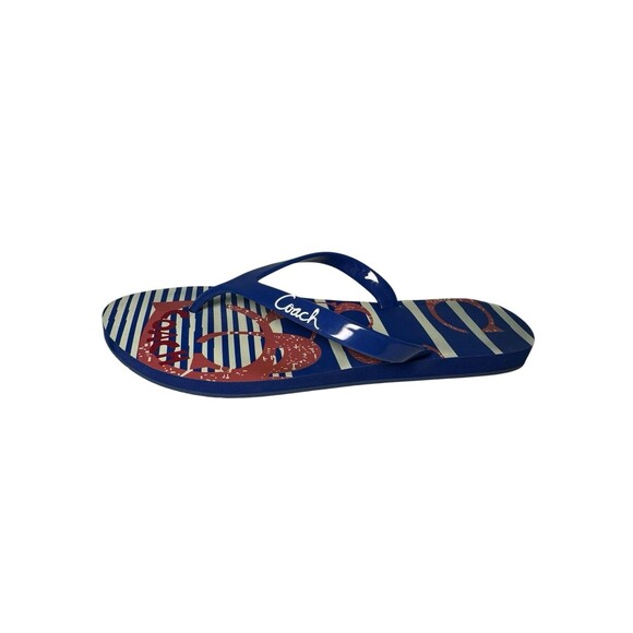 Coach Kali Jelly Popular Nautical Striped Flip Flops Size 8 B Fast Shipping - Picture 10 of 16